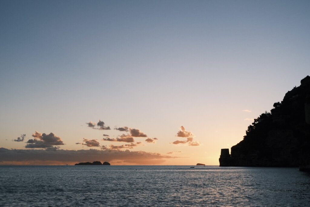 Sunset from the beach in Positano