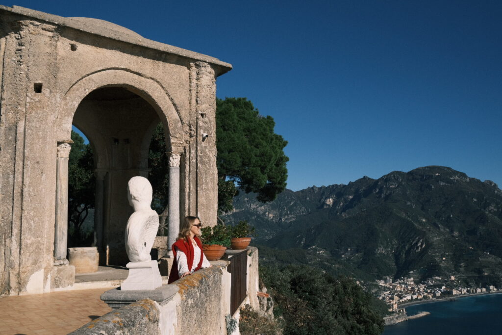 View over the Amalfi Coast from the balcony at Villa Cimbrone 
