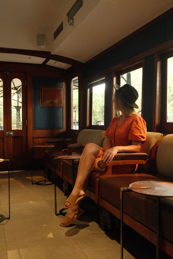 Inside the lounge carriage of Kruger Station